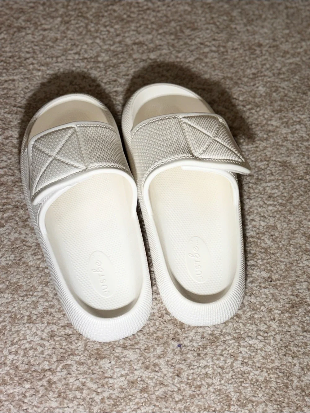 Men’s White Slide Sandals with Adjustable Strap